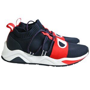CHAMPION Men's Navy Red Rally Hype Lo Sock Ankle Slip On Sneakers - Size 10.5